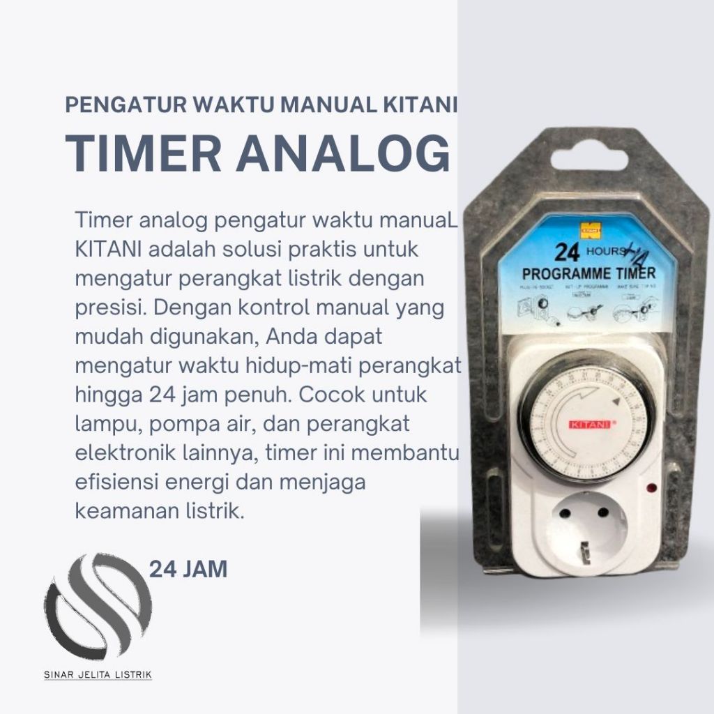 Timer Analog 24 Jam Murah Bukittinggi | Pengatur Waktu Manual KITANI | Program Timer