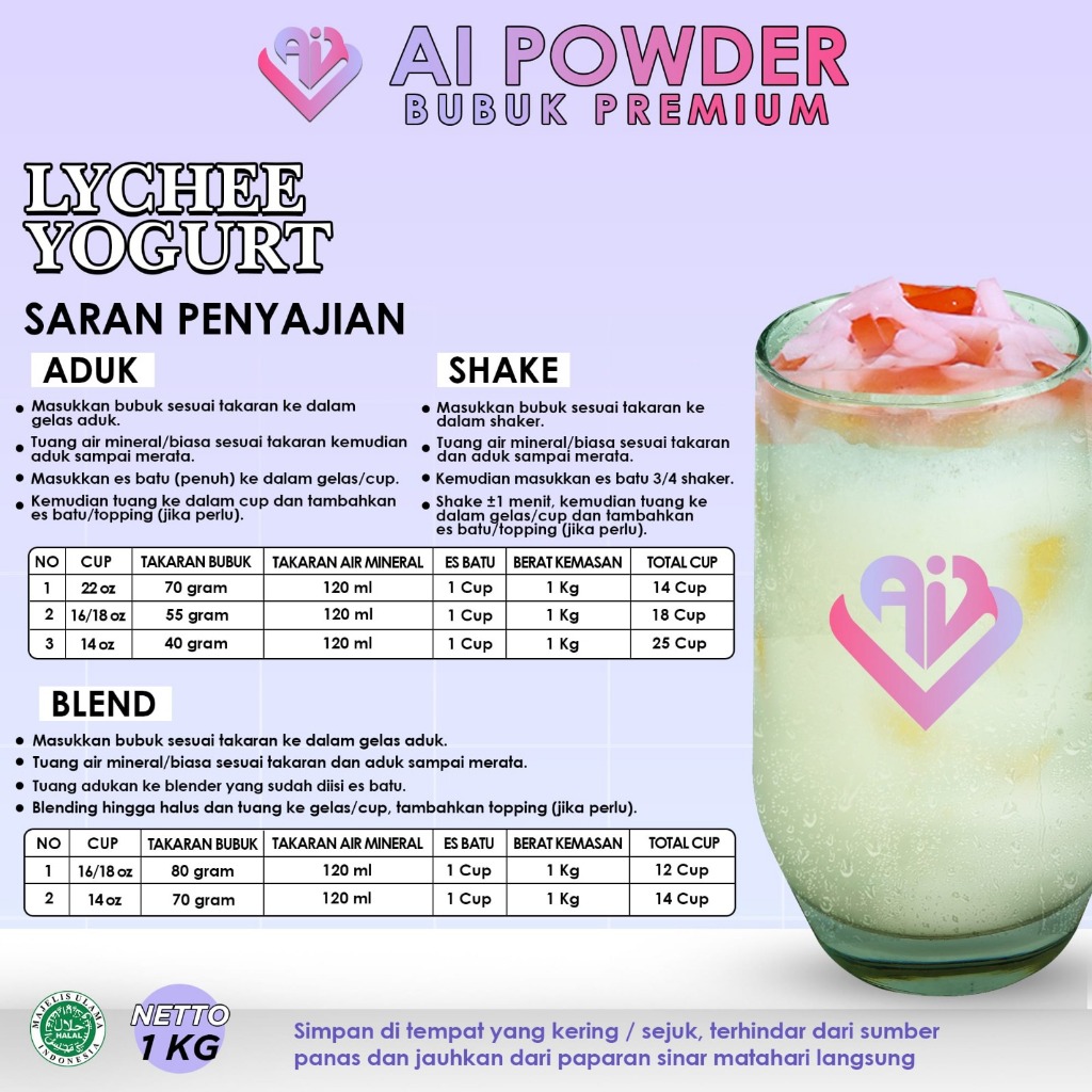 

Lychee Yogurt Bubuk Minuman Premium Instan 1Kg