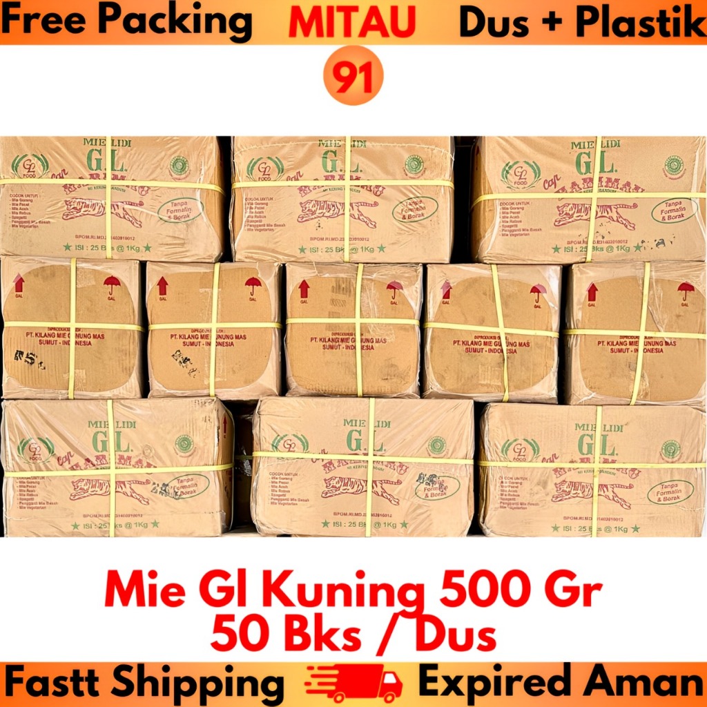 

Mie GL Kuning 500gr 50 Bks/Dus Beli 5 Dus Lebih Murah