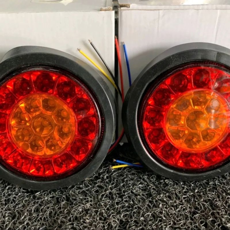 RB Lampu Led Stop Lamp Truk 12volt - 24volt Lampu Rem Belakang Truk Model Bulat Merah Putih Merah