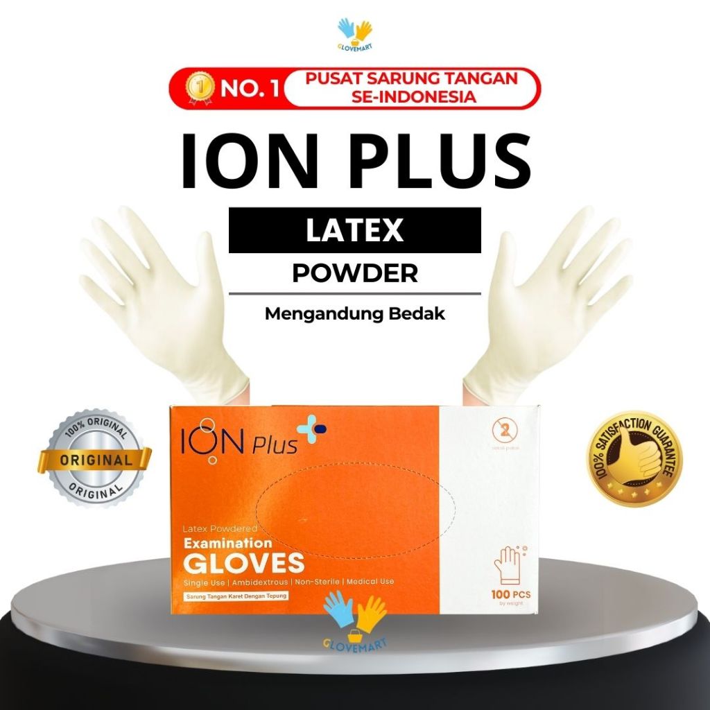 Sarung tangan karet ION latex powder / hand gloves latex / Sarung Tangan kesehatan /handscoon medis 
