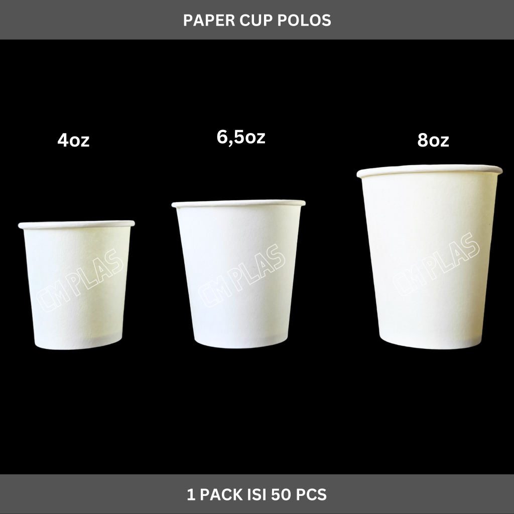 Paper Cup Polos / Paper Cup Kopi 4Oz 6,5Oz 8Oz Tahan Panas