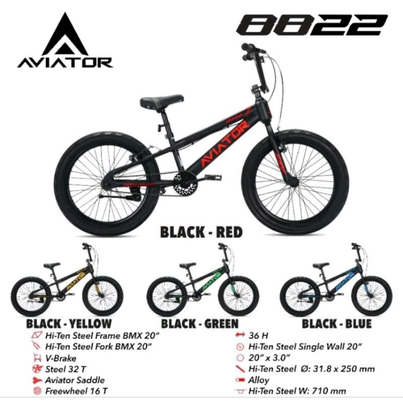 Sepeda BMX Anak 20 inch Clarion 9920 Aviator 8822 Ban 3.0 Jumbo Go BMX
