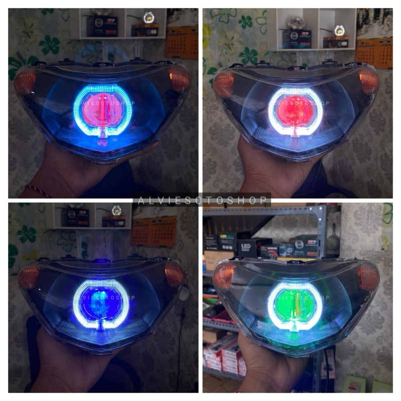 Lampu Depan Mio Smile Daymaker Biled Mio Smile Reflektor Mio Smile Costum Smoke Oren Hitam
