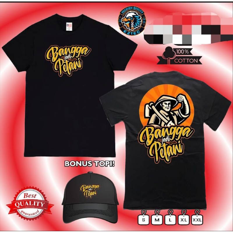 KAOS BANGGA JADI PETANI BONUS TOPI // KAOS PETANI