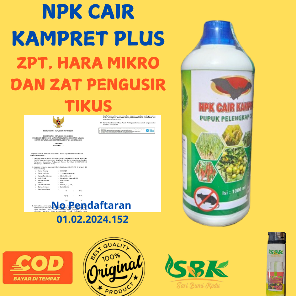 Pengusir Tikus dan pupuk NPK Vegetatif Generatif Cair Kampret 500 ml