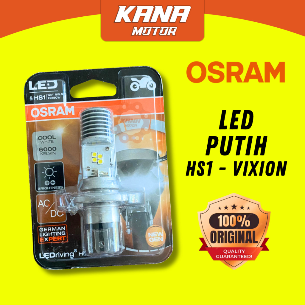 BOHLAM LAMPU LED DEPAN OSRAM PUTIH 6000 KELVIN HS1 H4 KAKI 3 / VIXION NEW VIXION LIGHTNING SCOOPY FI