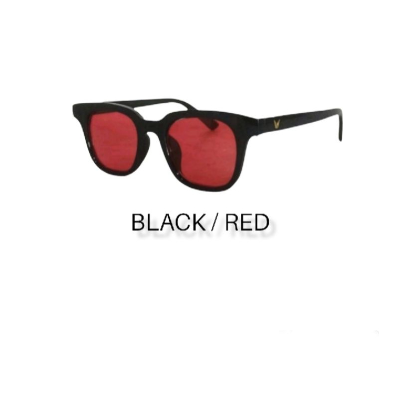kacamata logo v pria wanita merah