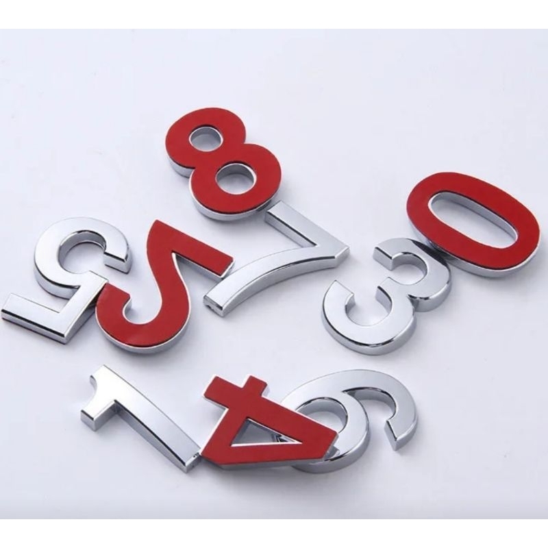 Huruf & Angka Timbul Cembung Crom Untuk Motor