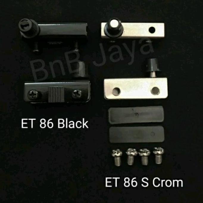 Engsel ET 86 S Crom / Chrome & Hitam Jepit Kaca T 86