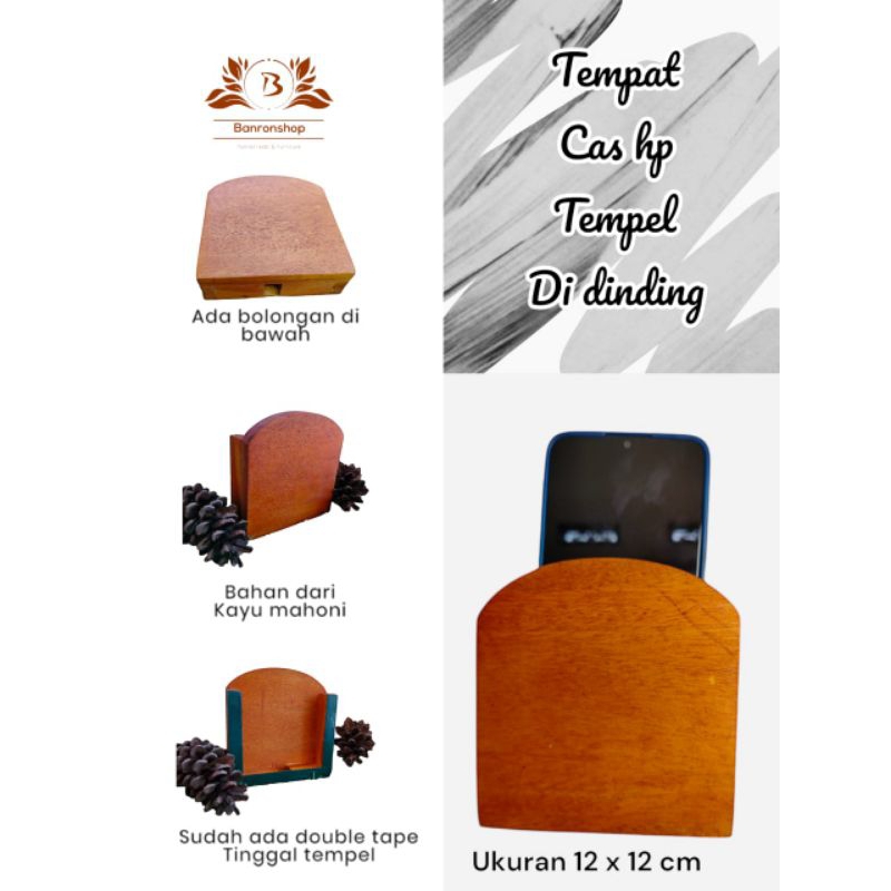 TEMPAT HP CASAN HOLDER HP CHARGER BAHAN KAYU MAHONI