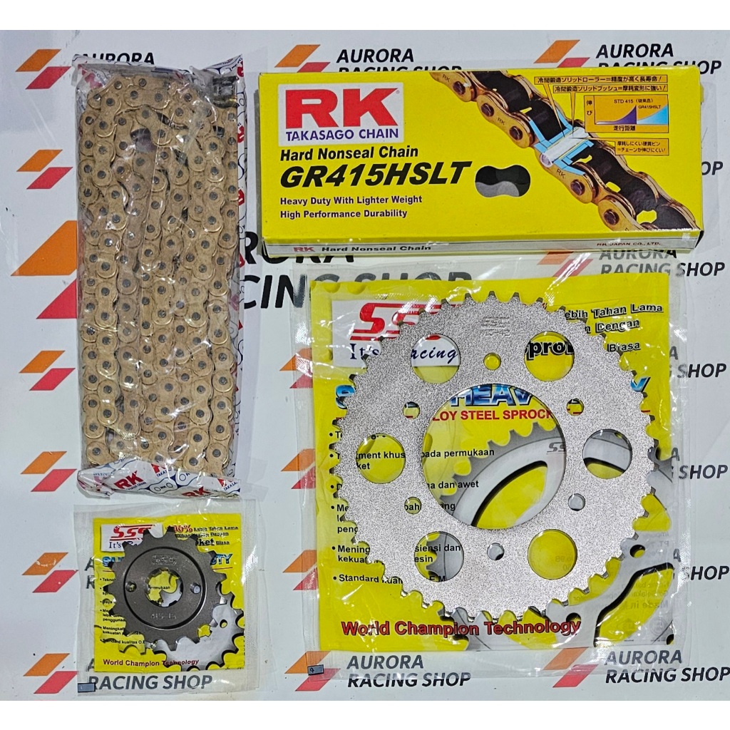 GEAR SET SSS 415 YAMAHA MX KING 150 / VIXION OLD / NEW VIXION / NVL / NVA & RANTAI RK 415 HSLT GOLD 
