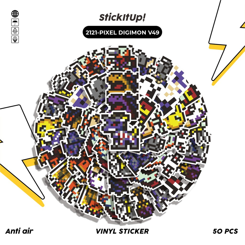 

COD✨ 50 Pcs Stiker Pack PIXEL DIGIMON V49 Lucu Aesthetic Vynil Waterproof untuk Freebies Sticker Buku Journal Casing HP Laptop
