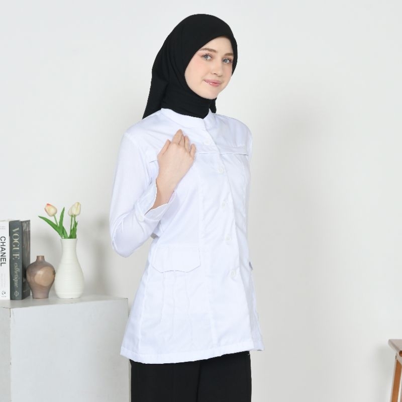 Kemeja Putih Wanita PDH Bahan Toyobo