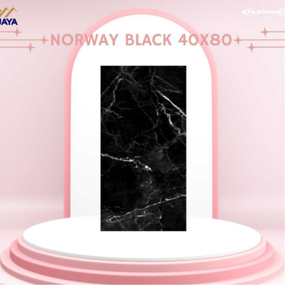KERAMIK DINDING GLOSSY HALUS NORWAY BLACK 40 X 80 PLATINUM