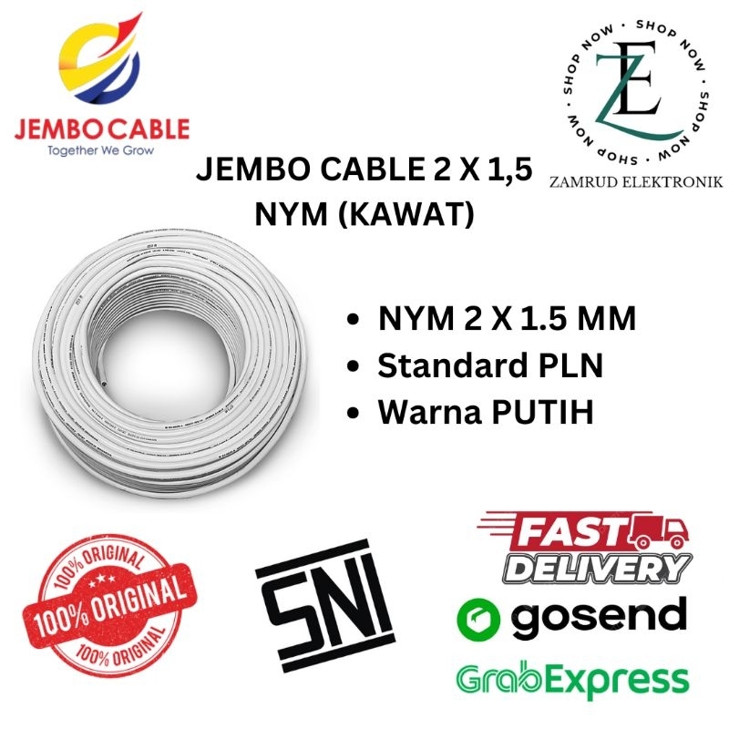 Kabel Listrik NYM 2X1,5MM JEMBO / Kabel NYM 2 x 1,5 MM JEMBO PER METER