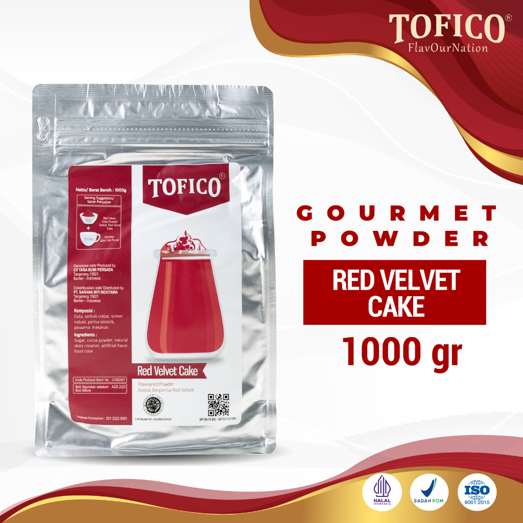 

Powder Red Velvet Cake Tofico / Bubuk Rasa Kue Red Velvet Premium 1KG / Tofico Syrup Official