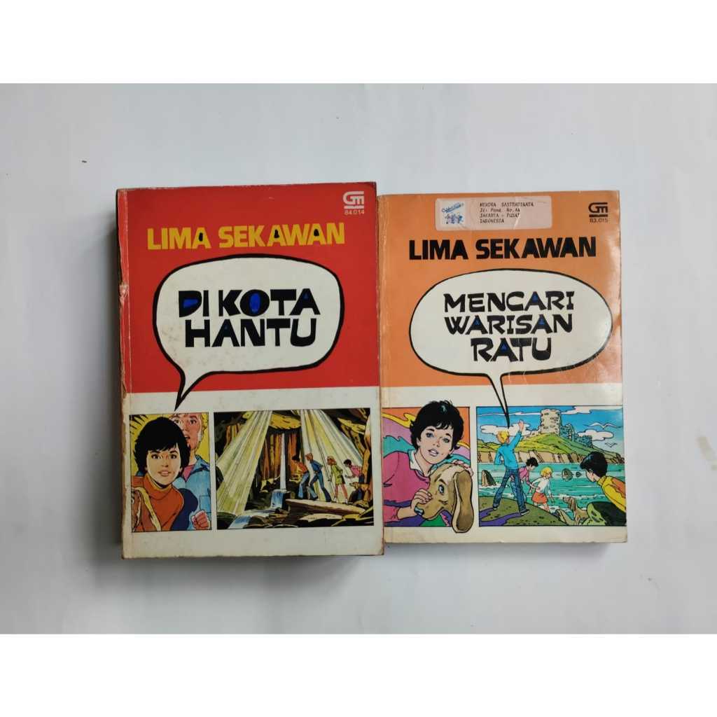 BUNDEL 3 BUKU LIMA SEKAWAN - ISI : 1. DI KOTA HANTU, 2. PATUNG DEWA ANEH, 3. DI GUA KELELAWAR DAN 1 