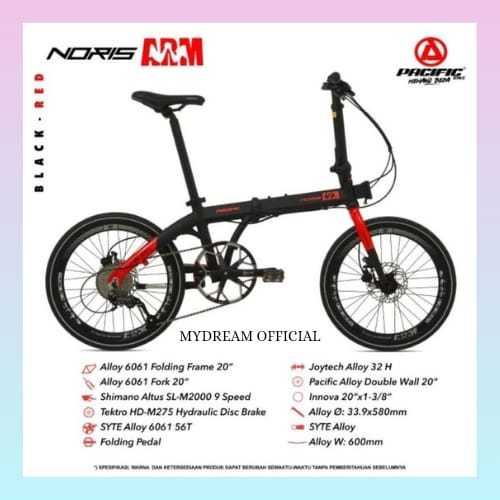SEPEDA LIPAT 16 INCH PACIFIC NORIS ARM ALLOY 9 SPEED,SEPEDA READY SEMUA WARNA - TERMURAH