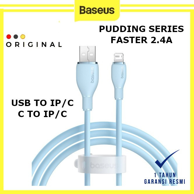 Baseus Pudding Series Fast Charging Cable 2.4A - BASEUS ORIGINAL ( CODE 10039 ) / KABEL DATA USB TO 