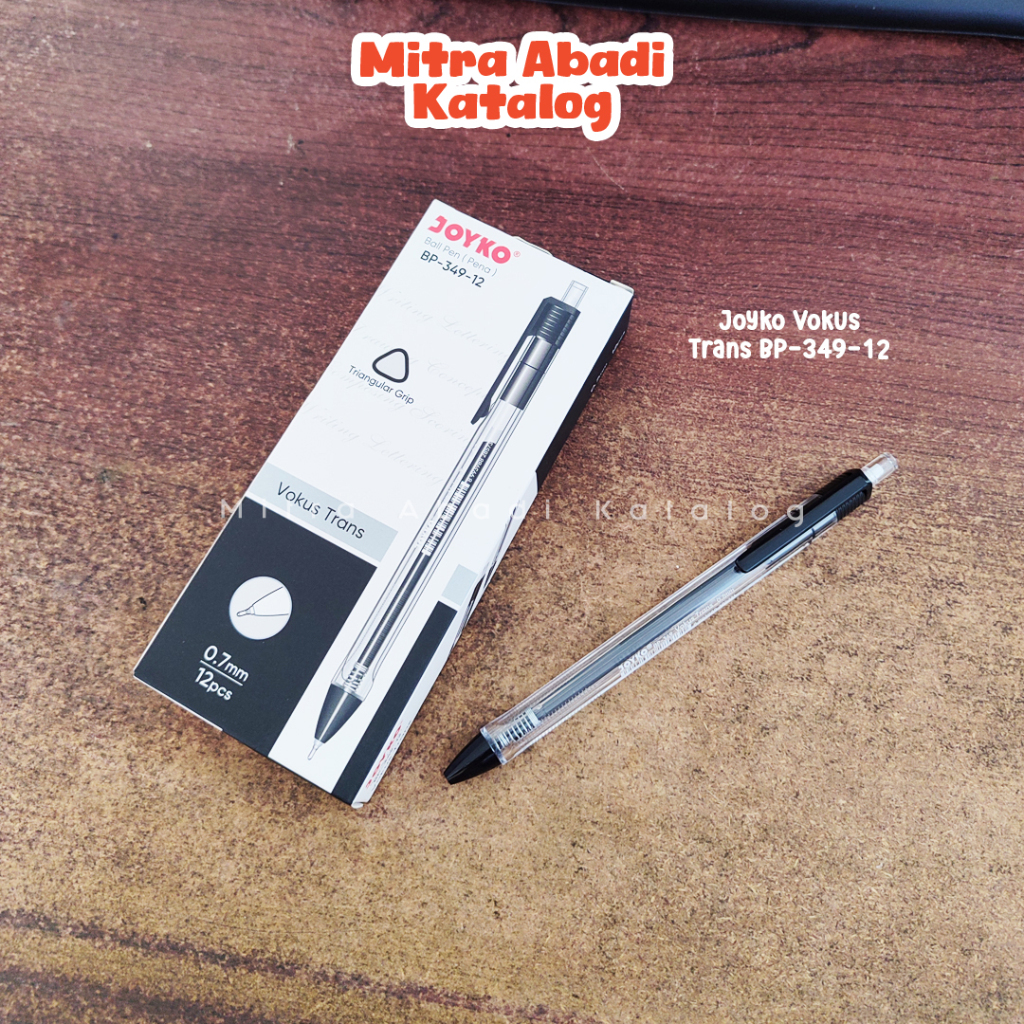 

(12 PCS) PULPEN JOYKO VOKUS TRANS BP-349-12 / PULPEN MURAH TINTA HITAM GROSIR 1 PACK BOLPEN PENA MINIMALIS 0,7 MM ALAT TULIS SEKOLAH KANTOR MITRA ABADI KATALOG JOGJA