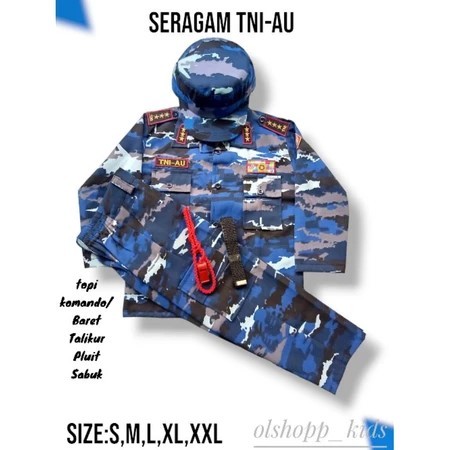 BAJU PROFESI ANAK TNI AU LORENG/TNI BIRU/TNI ANGKATAN UDARA/KOSTUM KARNAVAL/ANAK LAKI LAKI