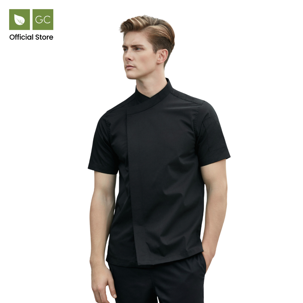Jaket Koki Thyme Hitam, Lengan Pendek / Thyme Black Chef Jacket, Short Sleeve