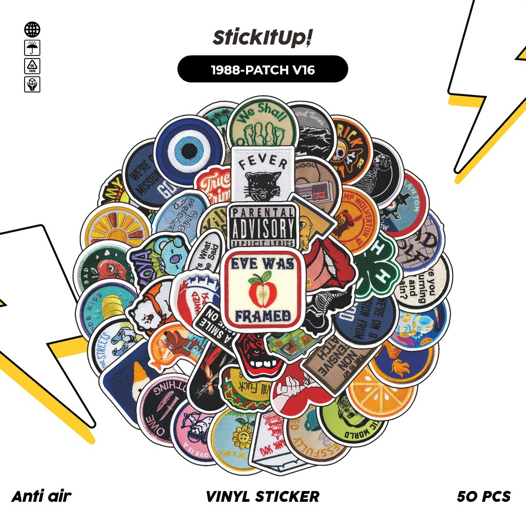 

COD✨ 50 Pcs Stiker Pack PATCH V16 Lucu Aesthetic Vynil Waterproof untuk Freebies Sticker Buku Journal Casing HP Laptop