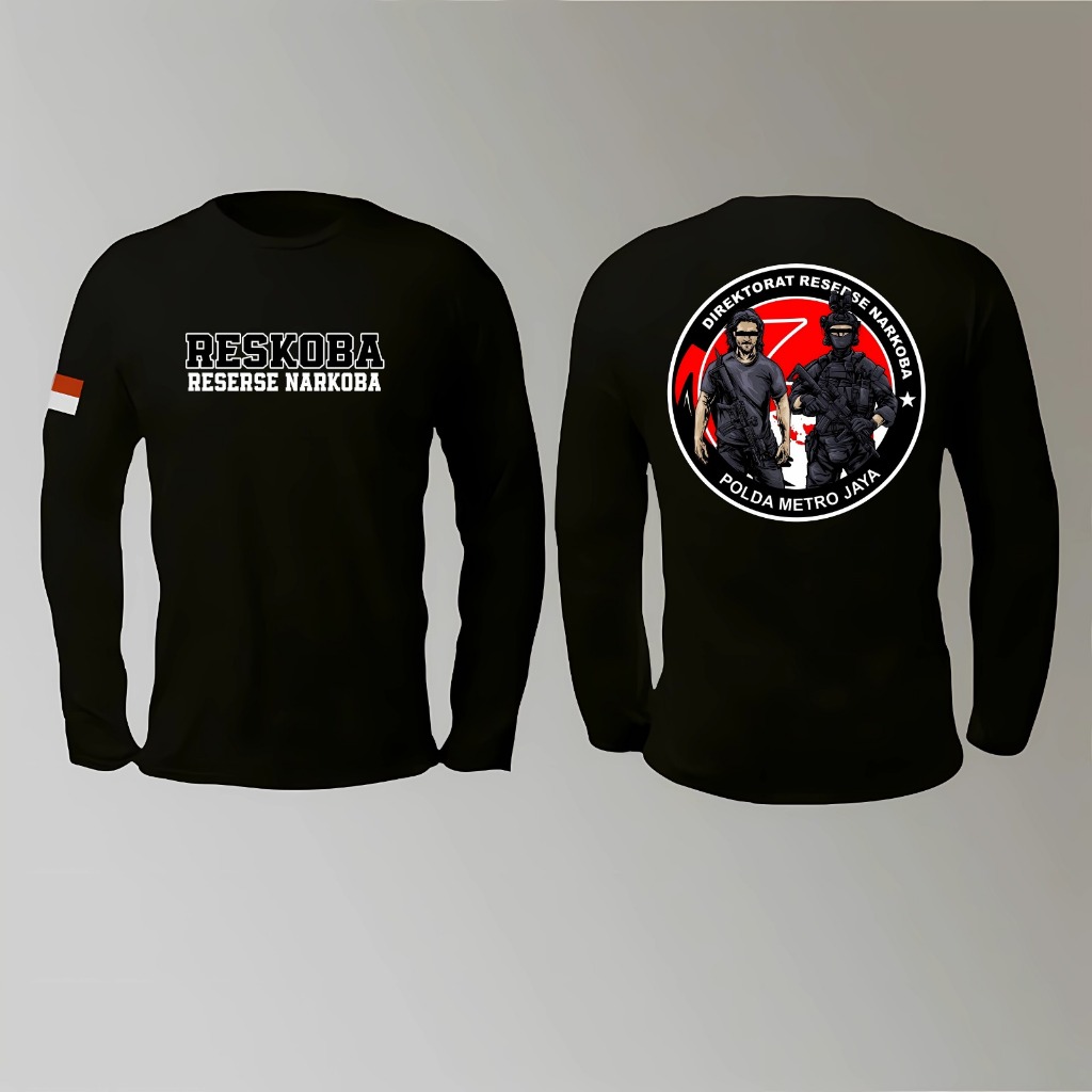 KAOS LENGAN PANJANG RESKOBA / RESERSE NARKOBA WARNA HITAM TERBARU