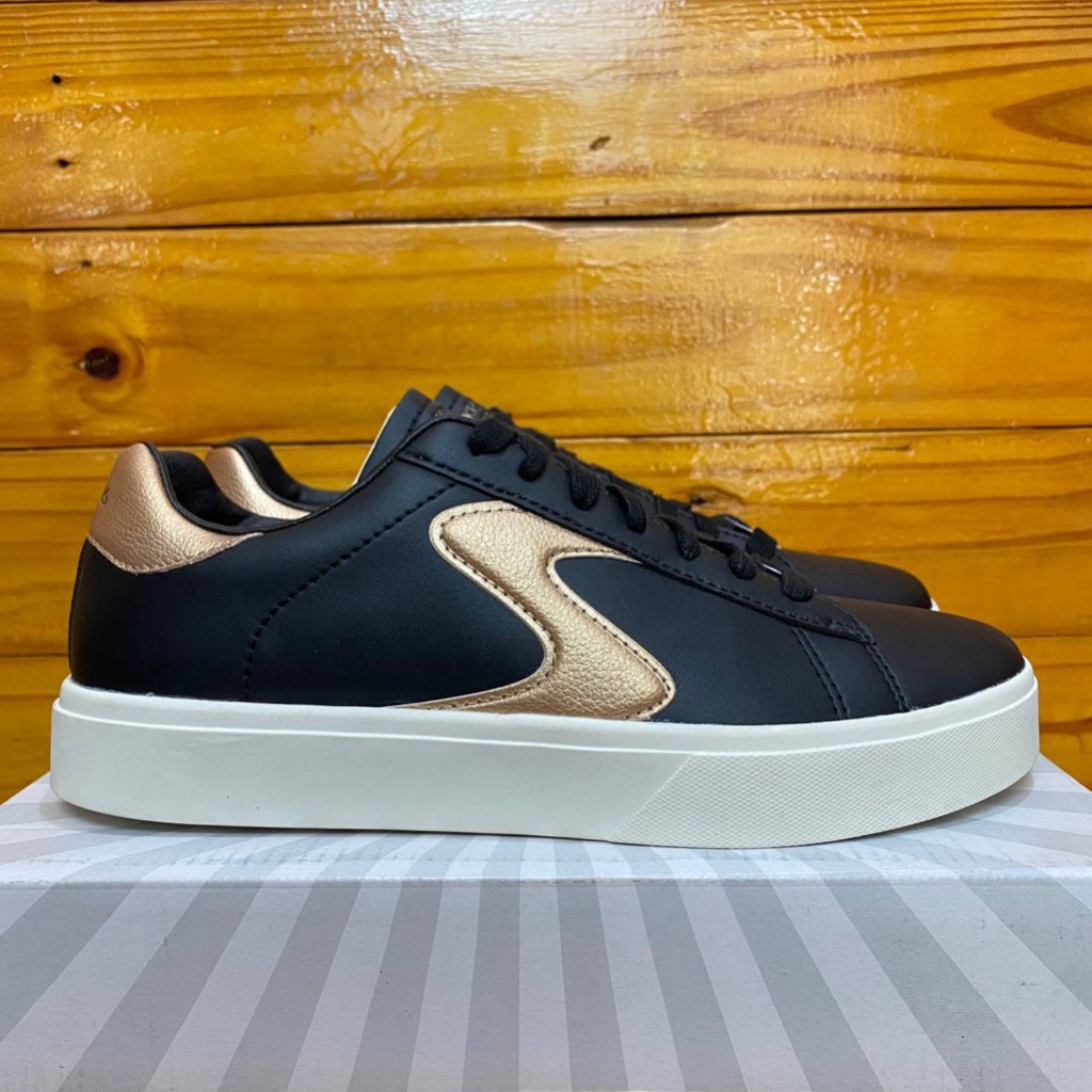 SEPATU SKECHERS WANITA SKECHERS EDEN LX BEAMING GLORY 185016 BLACK ROSE GOLD Woman LEATHER TALI NYAM