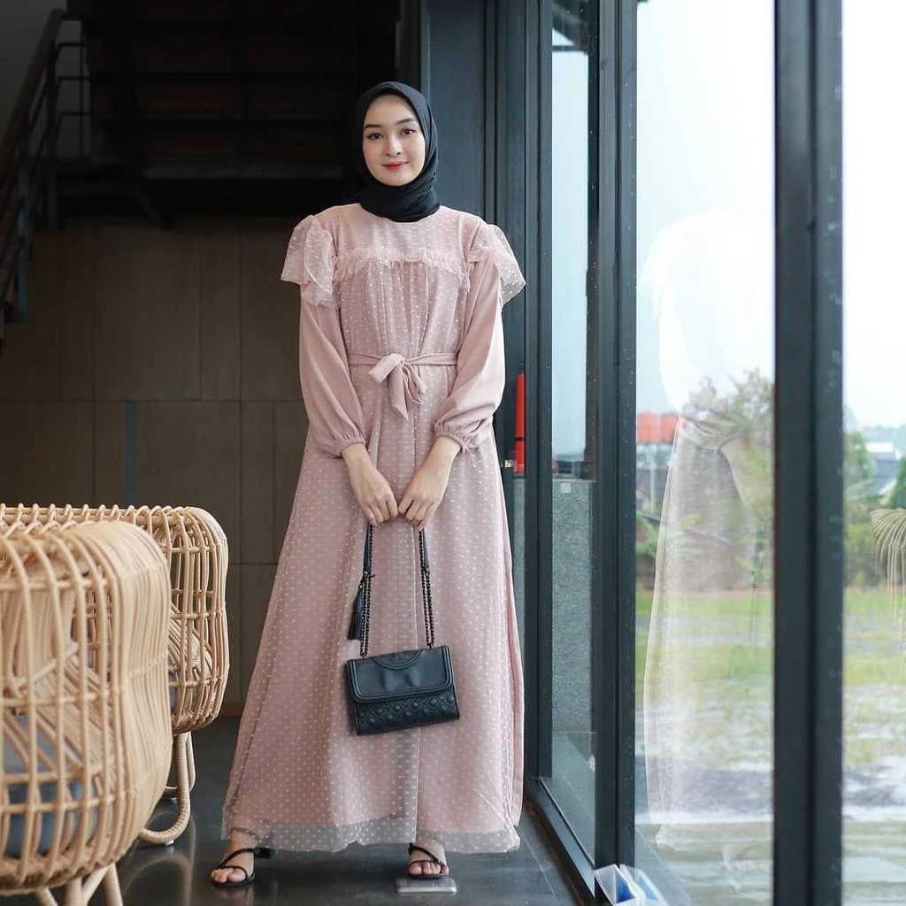 Mira Dress Tile Dot Brukat Party Maxy Remaja Brokat Import Wanita Muslim Kondangan Premium Modern