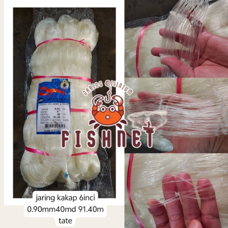 jaring kakap/jaring senar/jaring ikan/6inci 0.90mm 40md 91.40 tate