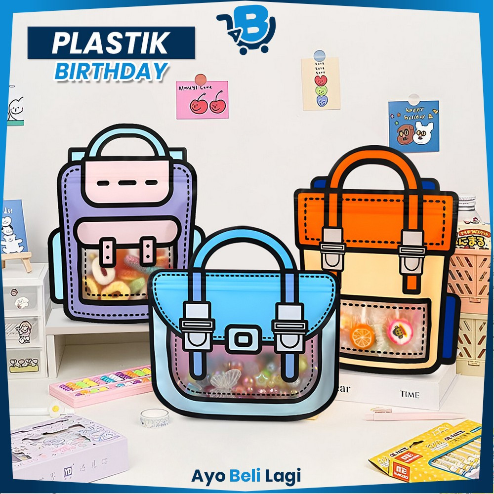 

Goodie Bag Birthday 3D Motif Tas Ransel / Plastik Bingkisan Ziplock Souvenir Ultah Anak / Plastik Kemasan Snack Candy Coockies ABL C1094
