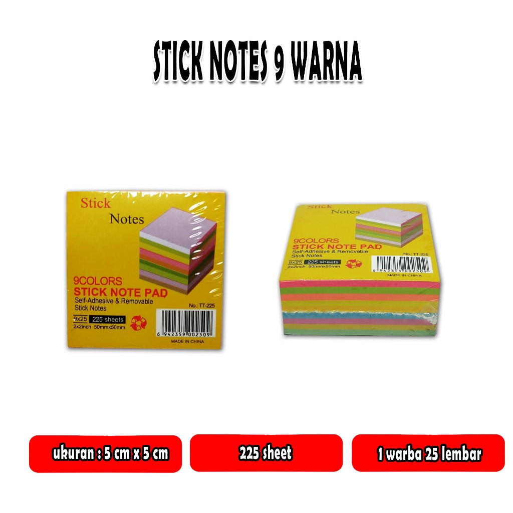 

stick notes 9 warna / 1 pack / 9 warna / 5 cm x 5 cm