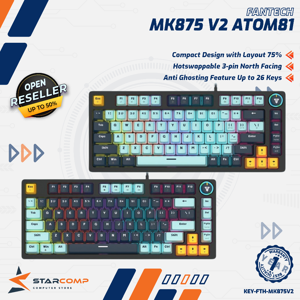 Fantech ATOM81 MK875 V2 Keyboard Mechanical Mizu Edition