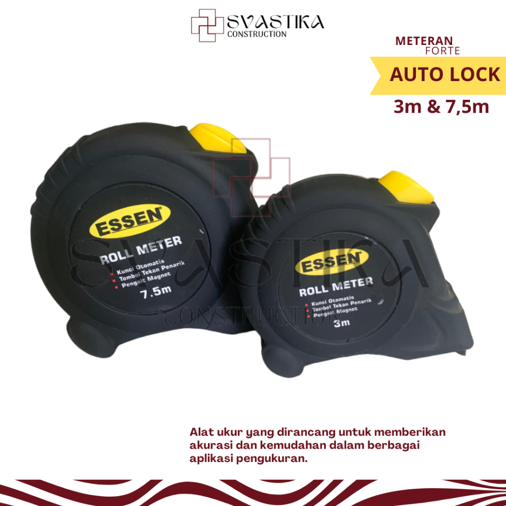 Essen meteran 3m 7,5m Self Lock meteran tukang bangunan kayu roll