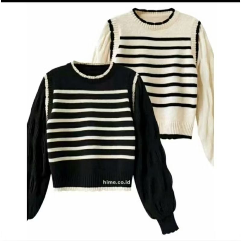 ATASAN WANITA KNIT RAJUT LENGAN PANJANG LENGAN BALON