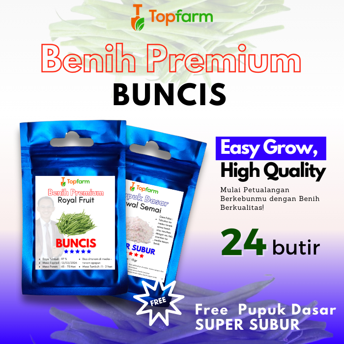 Benih Topfarm / Benih Buncis Super Lebat / Benih Buncis Unggul Pertiwi / Benih Kacang Buncis / Benih