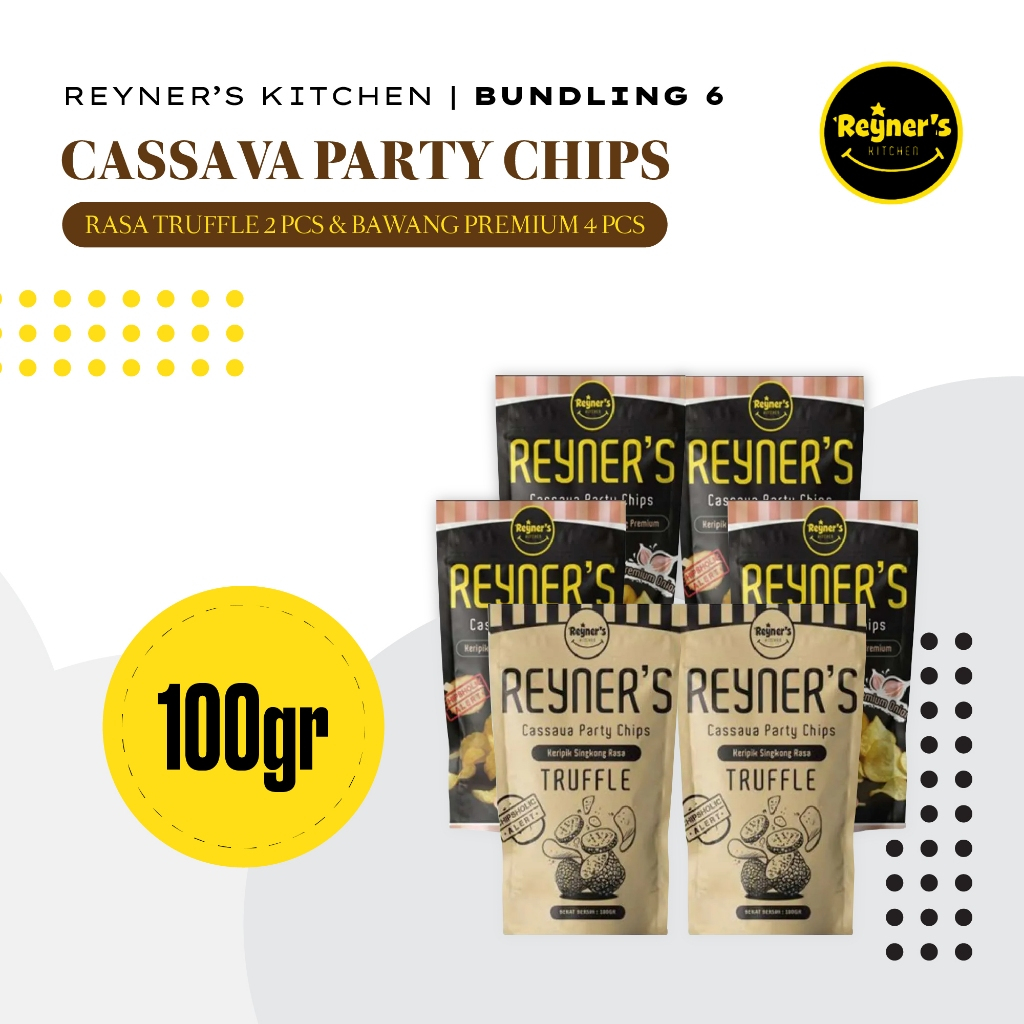 

Reyner's Bundling 6 (4 Onion Cassava Chips and 2 Truffle Crispy Cassava Chips)