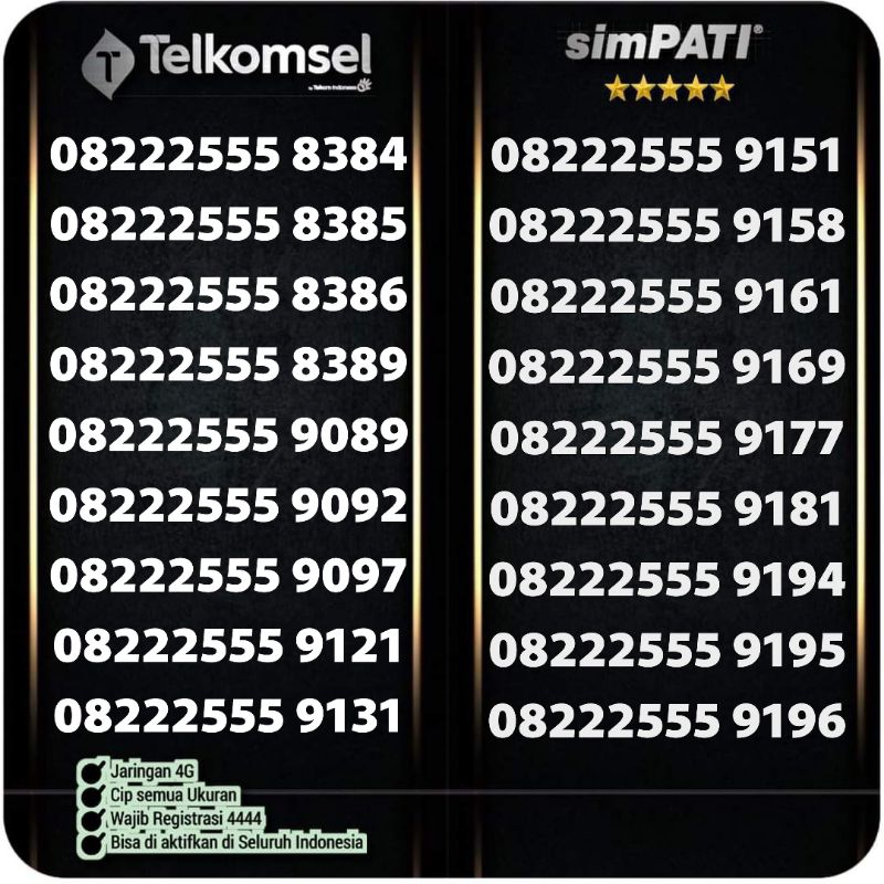 Nomor Cantik kartu perdana Telkomsel Simpati loop