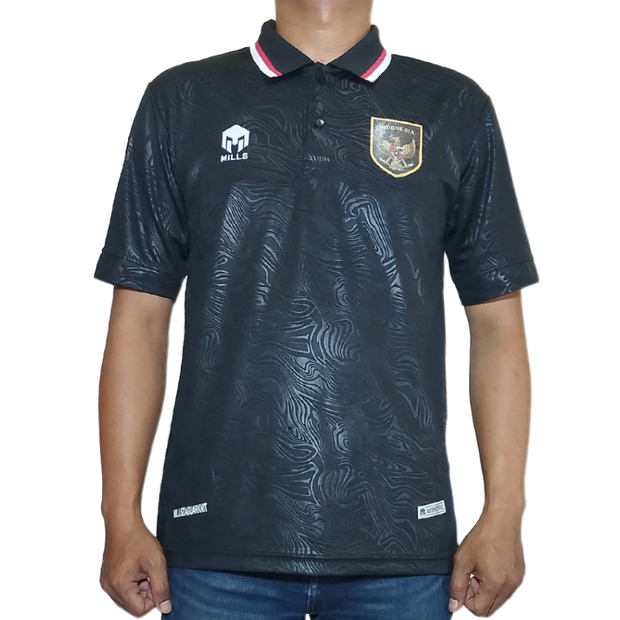 Jersey Kaos Bola Timnas Indonesia Mills Away Unisex Hitam