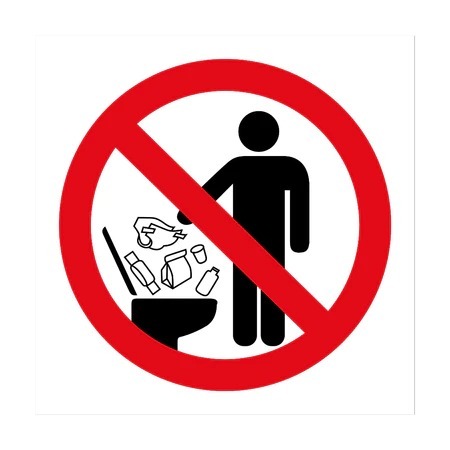 

STIKER TOILET DILARANGAN BUANG SAMPAH DI KLOSET 20x20 CM SIGN RAMBU K3