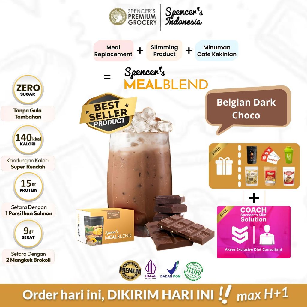 

Spencer's MealBlend Belgian Dark Choco - Complete Nutrition Meal Solusi Langsing Alami