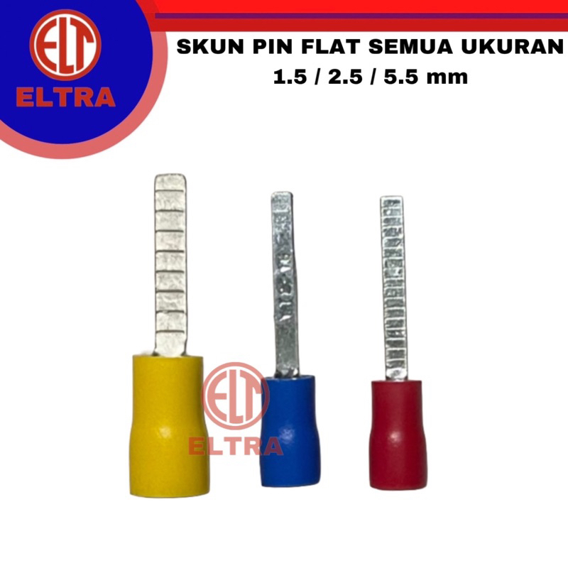 Skun pin flat plat gepeng / 1 pcs 1.5mm 2.5mm 5.5mm merah kuning biru kabel cable kelistrikan listri