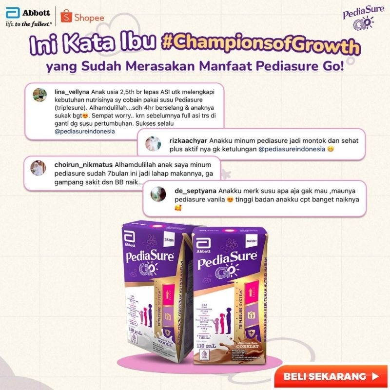 

RB Pediasure Go Rasa Vanilla Coklat 8x110ml
