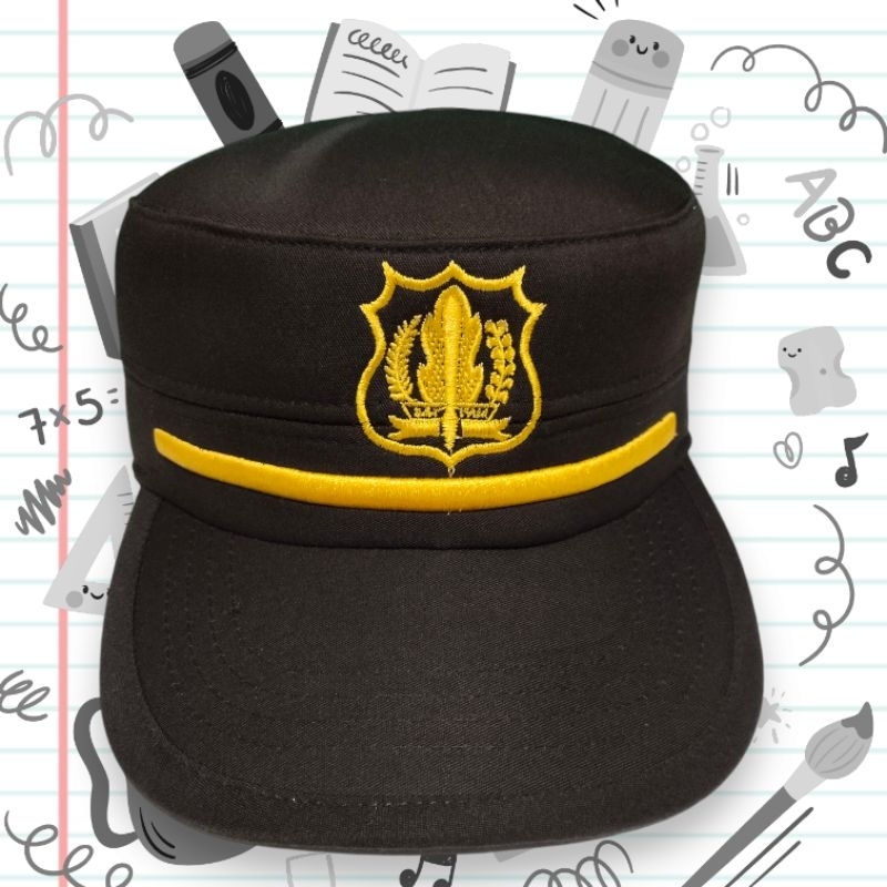 TOPI KOMANDO SATPAM SECURITY LIS KUNING