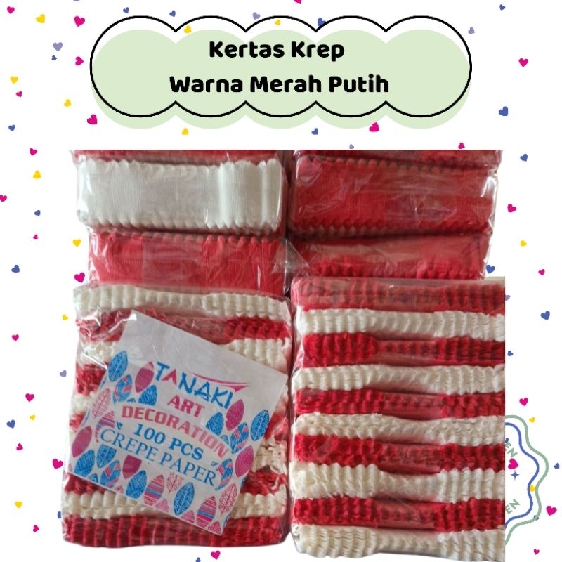 

Kertas Krep Merah Putih (perpack isi 100 pcs/lembar)/Kertas Krep Potong Merah Putih Dekorasi Hut Ri 17 Agustus