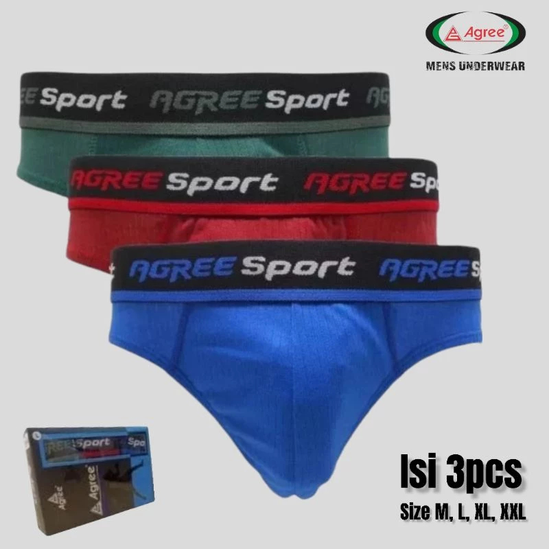 Agree Sport 2308 1Box isi 3pcs CD Pria Boxer / Sempak Pria