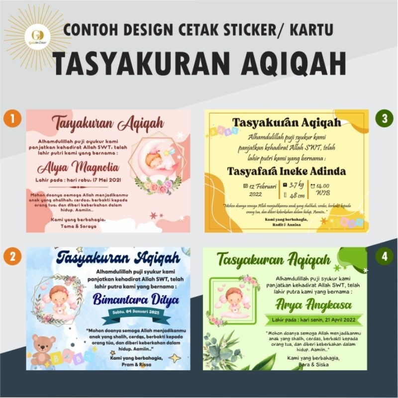 

Cetak Stiker Aqiqah/ Custom Sticker Tasyakuran/ Stiker Tasyakuran Aqiqah/ Cetak Kartu Tasyakuran Aqiqah