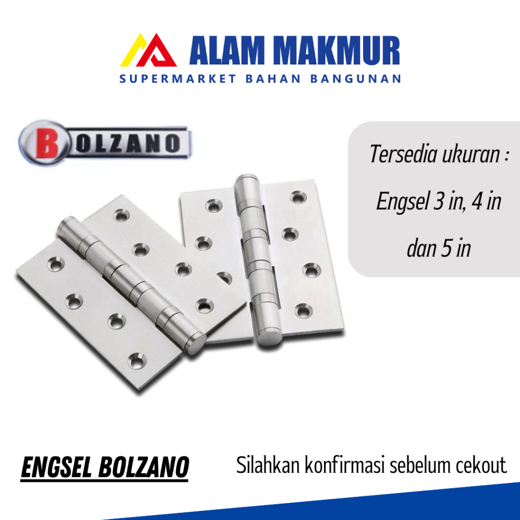 Engsel pintu jendela merk bolzano ukuran 3 in 4 in dan 5 in